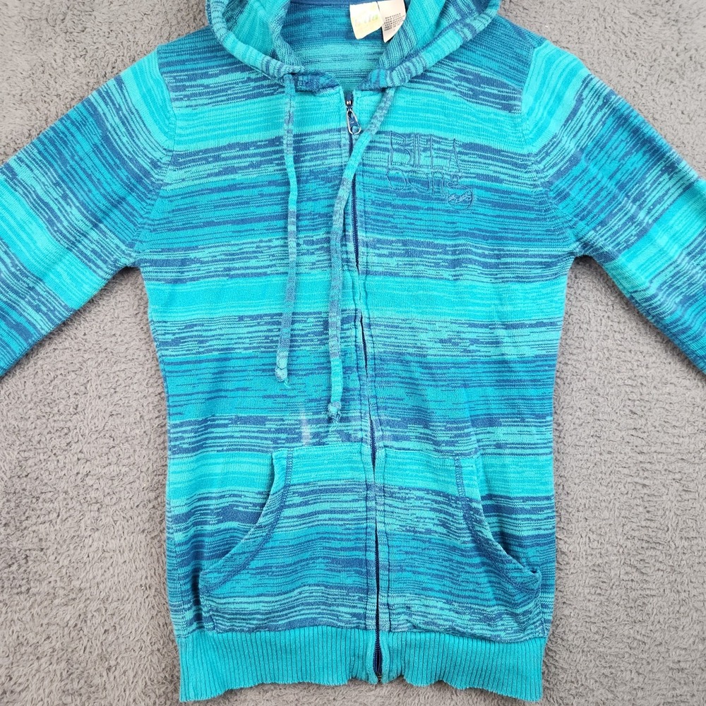 Vintage Billabong Striped Hoodie Womens Large 90s Jacket Surf Skater Broke Zip - Picture 7 of 9
